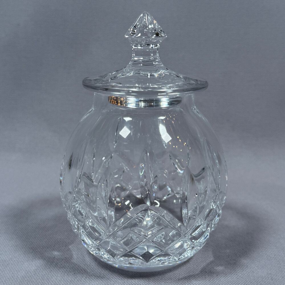 5" Honey Pot & Lid Lismore by WATERFORD Clear CRYSTAL glass small